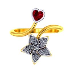 P.C. Chandra Jewellers 18k Yellow Gold Five-petal Diamond Ring for Women & Girls-image-46