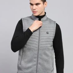 Monte Carlo Grey Regular Fit Quilted Quilted Jacket-image-61