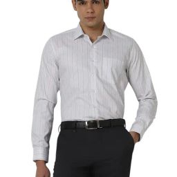 Van Heusen White Cotton Slim fit Stripes Shirt-image-109