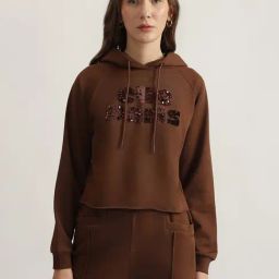 Elle Dark Brown Cotton Embellished Sweatshirt-image-25