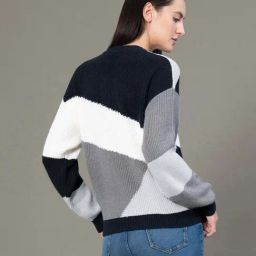 Red Tape Black Regular Fit Color-Block Sweater image 2