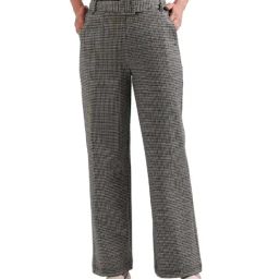 Elle Grey Houndstooth Pattern Pants-picture-44