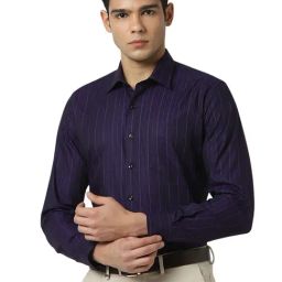 Van Heusen Purple Cotton Slim fit Stripes Shirt-image-69
