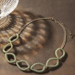 Accessorize London Green Encrusted Teardrop Collar Necklace-picture-29