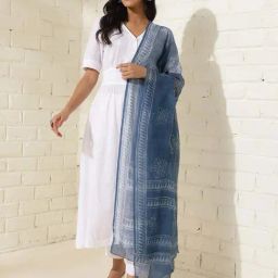 Fabindia Blue Printed Dupatta-image-87
