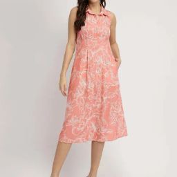 Fablestreet Pink Floral Button Down Midi Dress-image-20