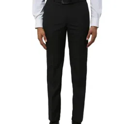 Park Avenue Black Regular Fit Checks Trousers-image-29
