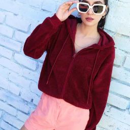 Campus Sutra Red Regular Fit Hoodie-image-77