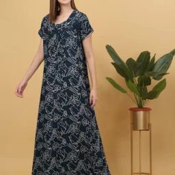 Sweet Dreams Blue Cotton Printed Nighty-image-107