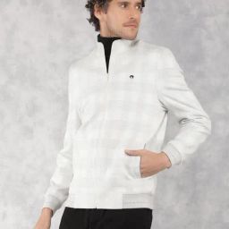Crimsoune Club White Regular Fit Checks Jacket-image-52