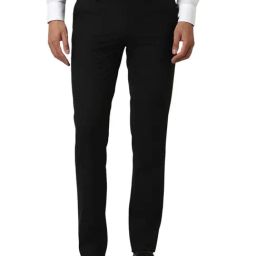 Van Heusen Black Blended Slim Fit Checks Trousers-image-18