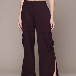 The Roadster Lifestyle Co. Women Side-Slits High-Rise Bootcut Cargo Style Trousers-image-50