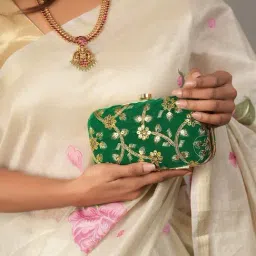 Gaurapakhi Green Embellished Clutch-image-37