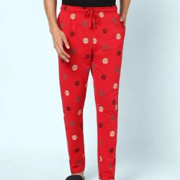 Ajile By Pantaloons Red Cotton Slim Fit Printed Lounge Pants-picture-37