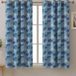 SPACES DRAPE STORY Elegent Blue Floral Polyester 5 ft Curtain - Set of 2-9