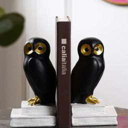 The Artment Decorative Set of 2 Black Owl Polyresin Bookend - Book Organizer-image-66