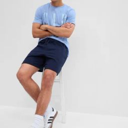GAP Navy Blue Regular Fit Solid Shorts-image-56