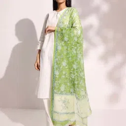 Fabindia Green Printed Dupatta-picture-8