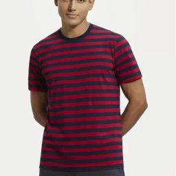 Jockey 2715 Navy & Red Super Combed Cotton Rich Half Sleeves T-Shirt-picture-9