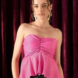 KASSUALLY Pink Printed Peplum Top-3