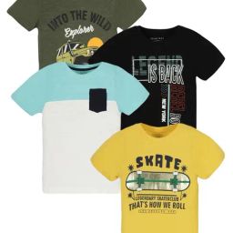 Plum Tree Boys Multicolor Printed Cotton Regular Fit T- Shirt - Pack of 4-image-1