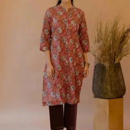MIRCHI FASHION Red Cotton Printed A Line Kurta-picture-17