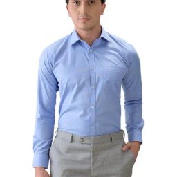 Park Avenue Blue Slim Fit Textured Formal Shirt-picture-26