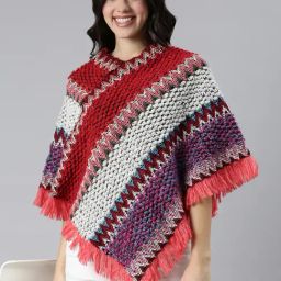 SHOWOFF Red Self Design Poncho-image-78
