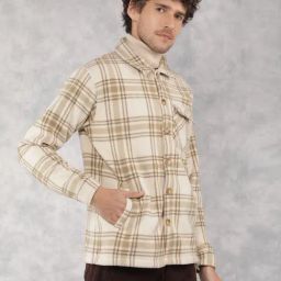 Crimsoune Club Beige Regular Fit Checks Jacket-image-36