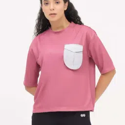 Clovia Pink Regular Fit Sports T-Shirt-picture-26