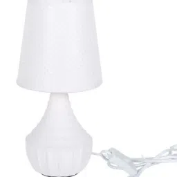 Tayhaa White Ceramic Table Lamp with Shade - Set of 1 image 4