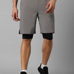 Louis Philippe Grey Slim Fit Shorts-picture-48