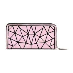 NUFA Pink Geometric Holographic Zip Around Wallet for Women-3