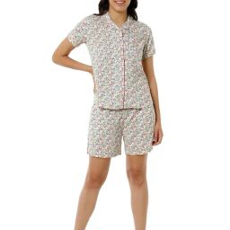 Amante Off-White Floral Print Shirt Shorts Set-image-45
