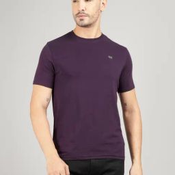 Royal Enfield Purple Cotton Blend Regular fit Printed T-Shirt-image-73