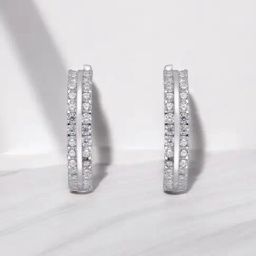 crash.club by CKC 925 Sterling Silver Elegant Diamond Eternity Hoop Earrings for Women-picture-28
