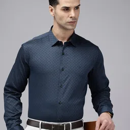 Van Heusen Men Slim Fit Floral Self Design Pure Cotton Formal Shirt-picture-42