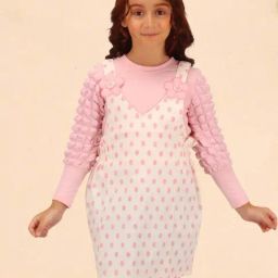 Cutecumber Kids Pink Embellished Full Sleeves Dungaree-picture-17