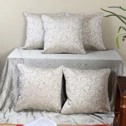 MFD HOME Furnishing Silver Silk Cushion Cover - Set of 5-38
