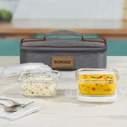Borosil Transparent ?Glass Leak Proof Lunch Box with Bag (320 ml)-image-111