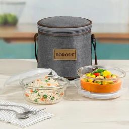 Borosil Transparent Glass Leak Proof Lunch Box with Bag (400 ml)-image-86
