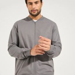 Styli Grey Relaxed Fit Bomber Jacket-15