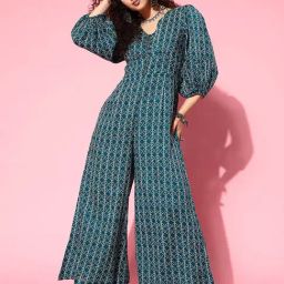 Yufta Blue Cotton Printed Jumpsuit-image-114