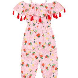 Budding Bees Kids Pink & White Printed Jumpsuit-image-27