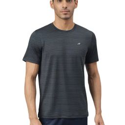 ALCIS Dark Grey Anti-Static Slim Fit Round Neck Running T-Shirt-image-12