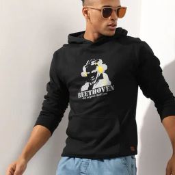 Campus Sutra Black Cotton Regular Fit Printed Hooded Sweatshirt-image-63