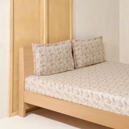 Westside Home Beige Botanical Design King Bed Sheet Set-image-44