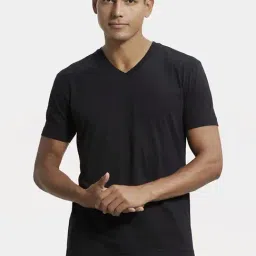 Jockey 2726 Jet Black Super Combed Cotton Rich Half Sleeves T-Shirt-image-60