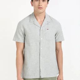 TOMMY HILFIGER Green Cotton Regular fit Solid Shirt-image-79