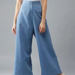 DOLCE CRUDO Blue Plain Jeans-image-31